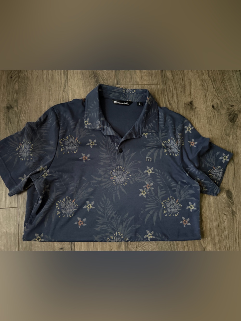 Travis Mathew Navy Floral-Print Polo